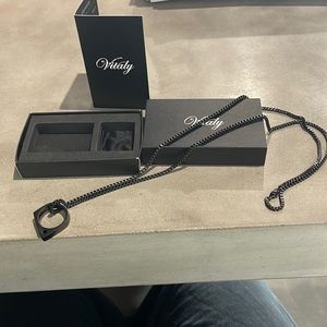 Vitaly unisex black ring and necklace